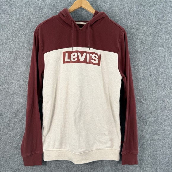 Levi's Other - Levi's Sweatshirt Unisex Medium Maroon Colorblock Hoodie Logo Long Sleeve Casual